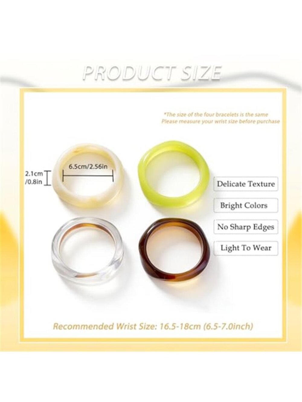 4 PCS Chunky Acrylic Resin Bangle Bracelets for Women Colorful Wide Bangles - Picture 5 of 7